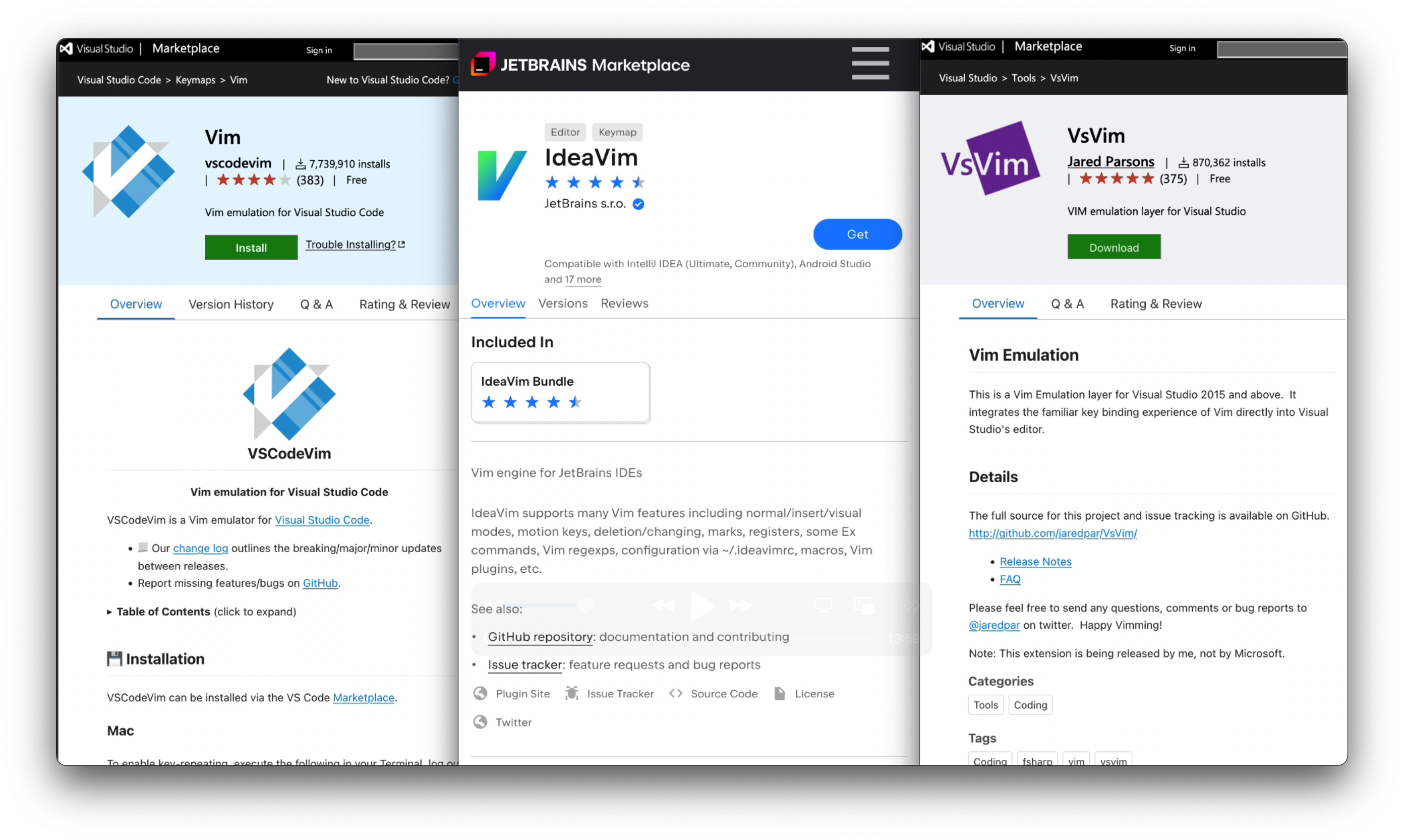 VSCode and Jetbrains extensions
